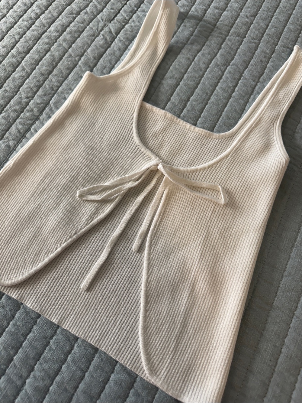 Lulu's Cream Ribbed Square-Neck Tank - Picture 3 of 7